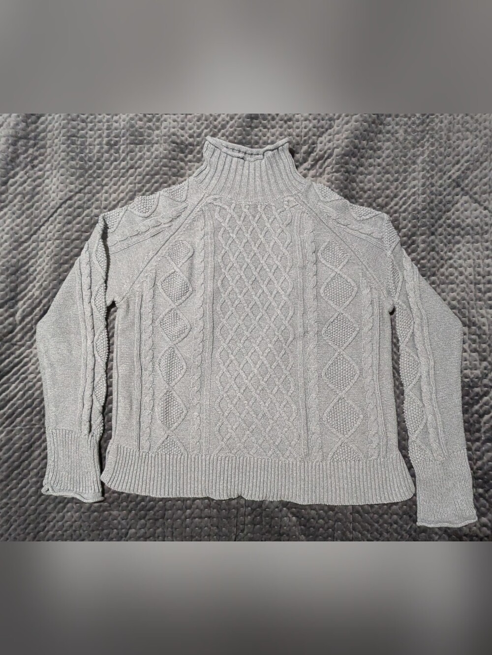 Style & Co Grey Cable Knit Mock Neck Sweater